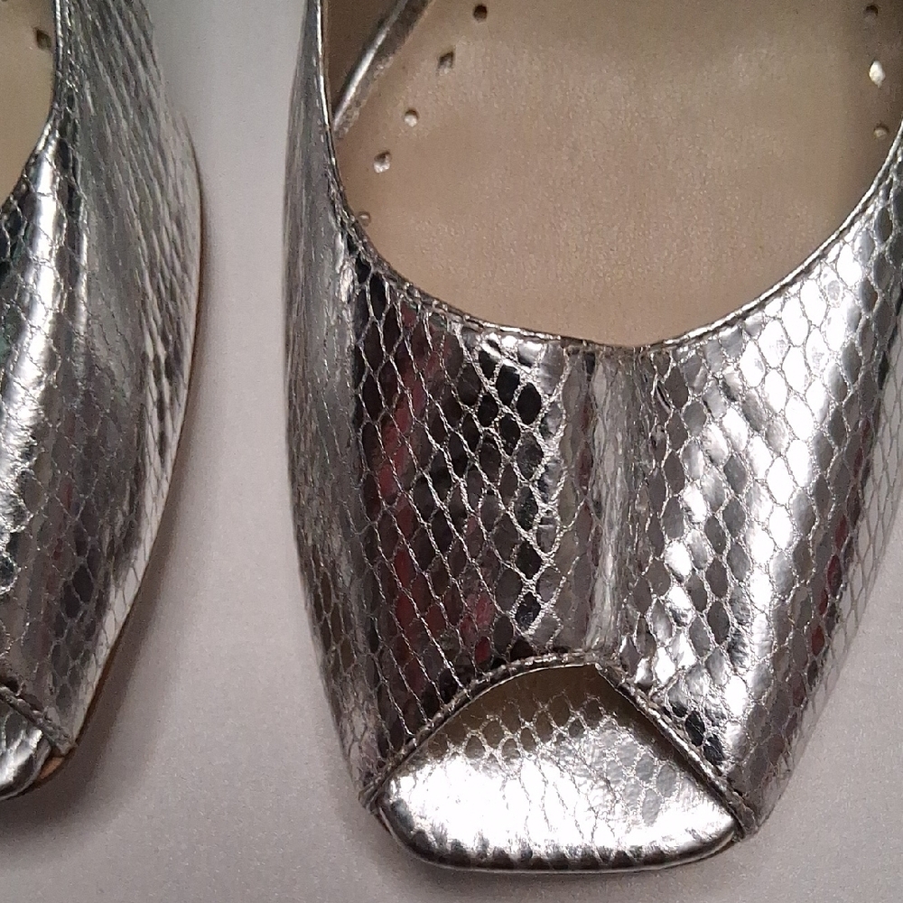 BCBGeneration Metallic Silver Snakeskin Heels - image 4